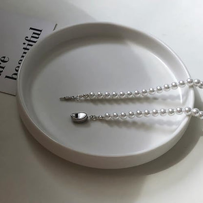 Zeffy Pearl Necklace 4MM/6MM/8MM Dainty Round Imitation Pearl Choker Necklace Wedding Pearl Necklace Delicate Jewelry for Women Simple Bridesmaid Jewelry Gifts - style: 6mm Silver Pearl Necklace(18"+2")