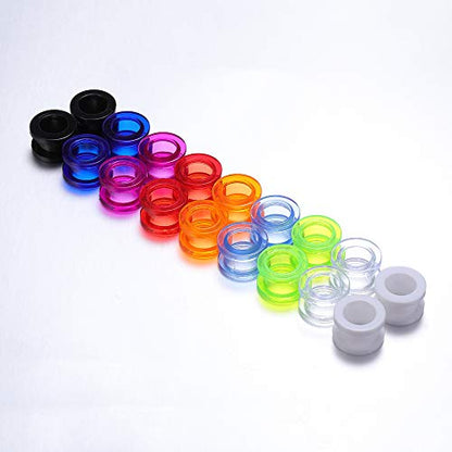 9 Pairs Clear UV Acrylic Screw Doble Flared Ear Plugs Tunnels Expander Ear Gauges Piercing - style: Gauge=0g(8mm)