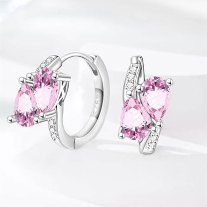 925 Sterling Silver Huggie Hoop Earrings for Women with 5A Cubic Zirconia Jewelry Birthday Gift - style: Heart to heart