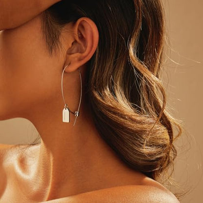 Dangle Flower Gold Earrings for Women, Trendy Statement Hoop Earrings, Gold Floral Drop Earrings Jewelry for Gifts - color: 925 silver plated