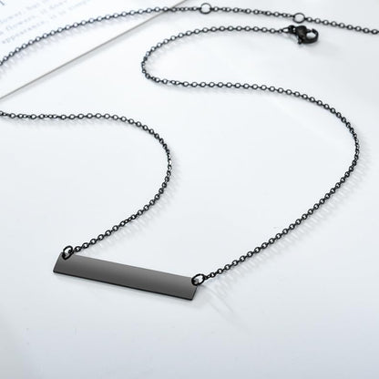 Rockyu Horizontal Bar Necklace for Women Gold Plated Stainless Steel Minimalist Bar Pendant with Shiny Rhinestone Adjustable Chain 18 Inch Jewelry Christmas New Year Gift (Silver)