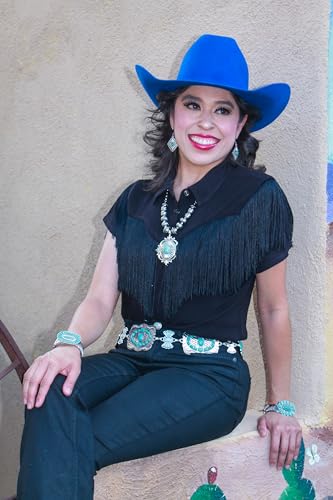Montana West Rustic Couture's Turquoise Western Concho Chain Belt for Women | Large Western Cowgirl Metal Adjustable Boho Body Chain Belt for Dresses Jeans Country Concert - color: Baby Turquoise