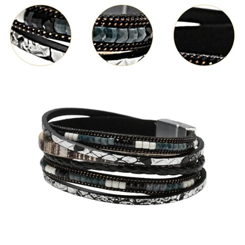 PU Leather Wrap Bracelet Bracelet for Women Bohemian Handmade Decorative Jewelry Gift Multi Layer Layered Bracelet Bracelet