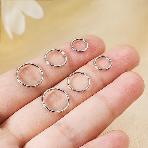 Small Gold Hoop Earrings, Lightweight 14K Gold Plated Huggie Hoop Earrings for Cartilage Helix Tragus, Hypoallergenic Earrings for Women Men, Tiny Thin Hoops Surgical Steel Endless Hoops Earrings 6-10 mm - color: 6/8/10 Hoop Silver-18g