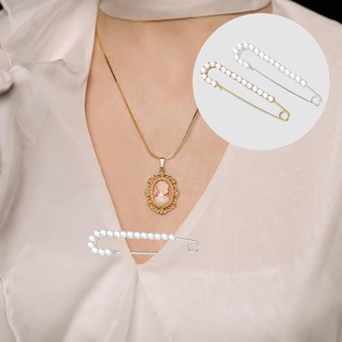 8 Pieces Retro Sweater Shawl Clips Faux Crystal Pearl Brooch Pins for Women Girls Costume Accessory, Waist Back Cincher for Cardigan Collar Dress Shirt Jeans