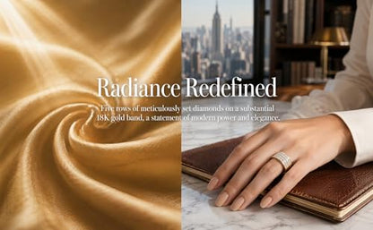 Hexa Wide Band Statement Ring, Fashion Rings for Women, Elegant Gold Jewelry Accessories,Perfect for Party & Date Night, Hypoallergenic & Durable - color: Gold Silver