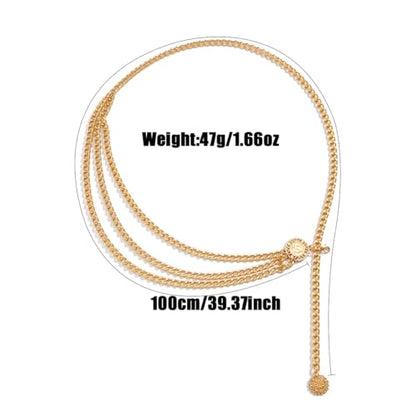Pirate Waist Chain for Women Multilayer Metal Waist Chain Belt Adjustable Long Belt Body Belly Chain Boho Layered Coin Waist Chain Pirate Costume Women Men Jewellery - style: Style-A