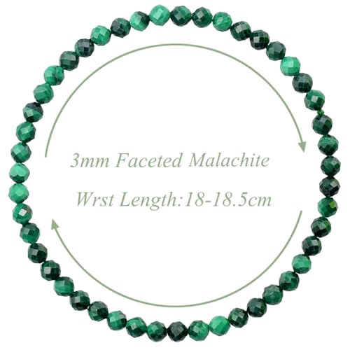MASSIVE BEADS Natural Genuine Gemstone Beads Healing Crystal Chakra Reiki Jewelry Faceted Round Beads Bracelets 3mm - color: Malachite