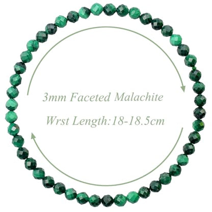 MASSIVE BEADS Natural Genuine Gemstone Beads Healing Crystal Chakra Reiki Jewelry Faceted Round Beads Bracelets 3mm - color: Malachite