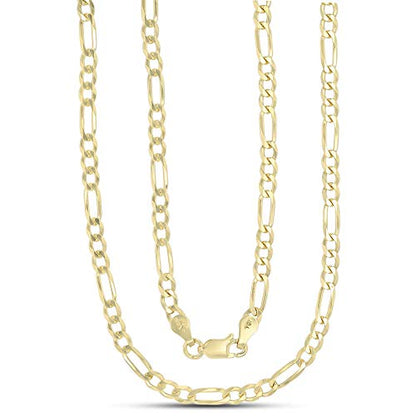 14K Gold or Rhodium Plated Silver Figaro Chain For Men | 1mm-13mm Thick | Solid 925 Figaro Italian Necklaces For Men - style: 3.50MM- Yellow