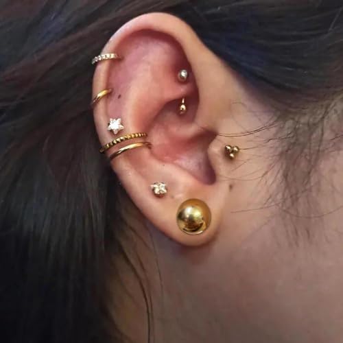 Casvort 2 PCS Hypoallergenic 0G-1" Cute Timeless Smooth Ball Screw Ear Gauges 316 Surgical Stainless Steel Fashion Ear Gauges Earrings Expander Women Piercing Body Jewelry - color: Gold, size: 6 mm