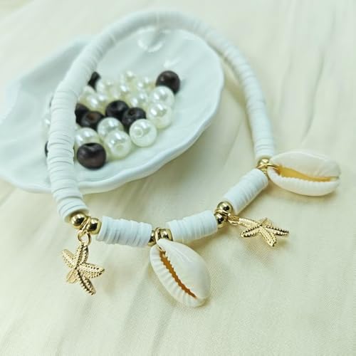 Starfish Shell Anklet for Women Gold Starfish Charm Ankle Bracelet Silver Elastic Star Seashell Anklet Adjustable Ankle Bracelet Summer Fashion Jewelry Accessories - color: gold