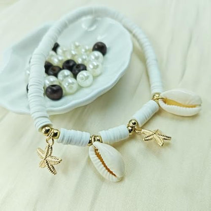 Starfish Shell Anklet for Women Gold Starfish Charm Ankle Bracelet Silver Elastic Star Seashell Anklet Adjustable Ankle Bracelet Summer Fashion Jewelry Accessories - color: gold