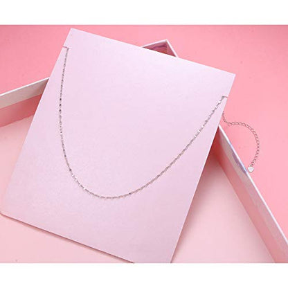 Ladytree S925 Sterling Silver Dainty Simple Choker Necklace,Rolo Chain,Adjustable 13 inches to 16 inches - style: 04_Lace Chain Choker