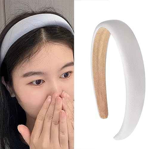 Padded Grey Headband for Women - Wide Non-Slip Fabric Hairband, Thick Sponge Hoop Hair Accessory for Girls - color: Grey