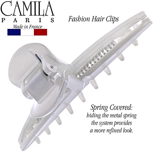 Camila Paris CP3230 French Hair Clip for Women, Narrow, Strong Hold Grip Double Teeth Girls Hair Claw Clips Jaw, Fashion Durable Styling Hair Accessories for Women, Made in France - color: Gray 3.25"