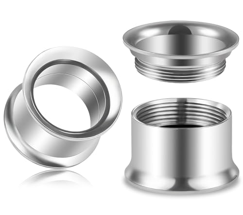 12G-50mm Screw Fit Gauges for Ear Double Flared Tunnels Plugs Internally Threaded 316L Surgical Steel Mirror Finish Hollow Ear Gauges Earrings for Women Men Silver Black Gold - color: Silver, size: 20mm / 13/16 inch