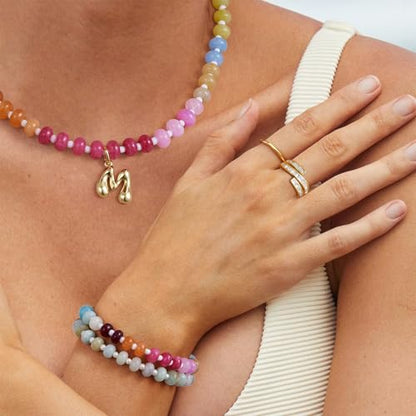 KissYan Beaded Bracelets for Women, Natural Gemstone Boho Bracelet | Colorful Handmade Stone Bead Bracelet for Summer Beach Wear, Dopamine Jewelry Gifts - style: 01-Radiance