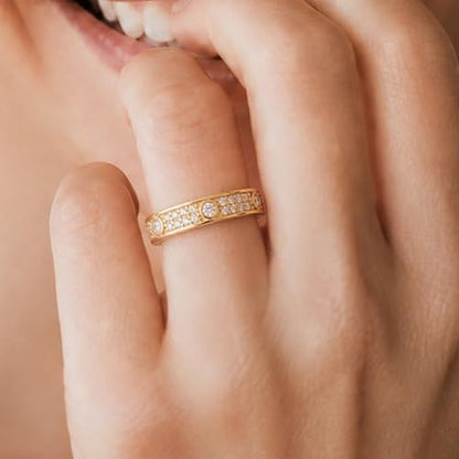 PCY 14K Gold Plated Rings,Sky Full Of Stars Gold Rings for Women,Luxury Sky Full Of Stars Rings for Women,Sky Full Of Stars Promise Eternity Gold Rings to Wear Daily - color: Yellow Gold