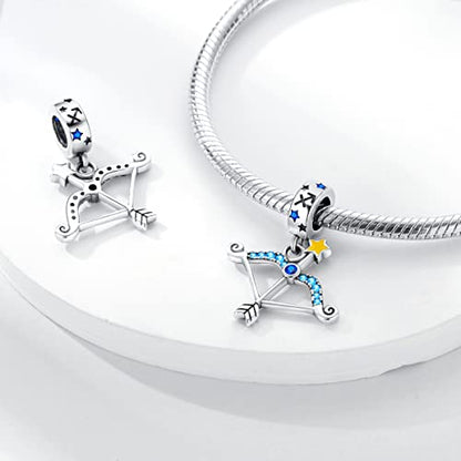 Zodiac Sign Charms for Bracelet Necklace 925 Sterling Silver Charms 12 Constellation/Horoscope Star Dangle Birthstone Beads, Birthday Jewelry Gifts for Women Men - color: Zodiac Sagittarius(11.22～12.21)
