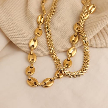 Jean Beau Gold Choker Necklace for Women, Simple 18K Gold Plated Adjustable Link Chain Prom Jewelry Gifts - color: Olives