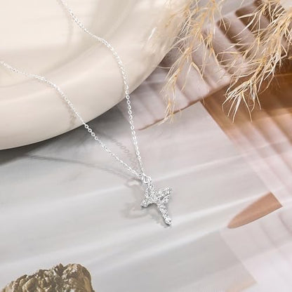 Carffordo 925 Sterling Silver Cross Necklace, Dainty Necklace for Women | Simple Small Cross Pendant Necklace, Sterling Silver/16K Gold Plated Non-Tarnish Faith Jewelry, Christian Religious Gifts - style: Silver Crown Cross
