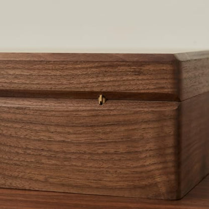 Solid Black Walnut Wood Jewelry Box, With Lock | Velvet Lining, Personalized Ring and Necklace Box, For Women and Girls, Brass Lock and Handle - style: With lock