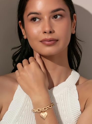 Gold & Silver Heart Chain Link Bracelets For Women - color: AMZ-SL21784A