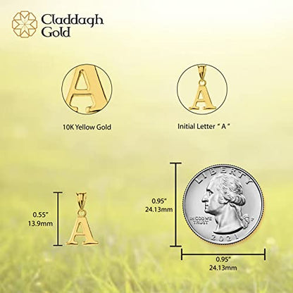 10K Yellow Gold Fine Mini Dangling Initial A-Z Charm 1/2" Pendant - Choice of Initial Letter - style: Letter A Initial Charm
