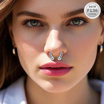 Ruifan 20G 18G 16G 14G 12G 8G 6G 4G 2G Horseshoe Nose Ring Titanium Septum Rings Piercing Jewelry Internally Threaded Gauges Cartilage Conch Helix Rook Lip Tragus Earring Hoop Eyebrow For Women Men - size: Ball: 8G - 14MM