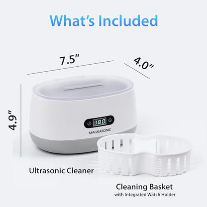 Magnasonic Ultrasonic Cleaner - 20oz Tank Ultrasonic Jewelry Cleaner & Ultrasonic Retainer Cleaner, Digital Timer, 5 Cleaning Modes for Glasses, Rings, Dentures, Tools, Aligners (UC22) - color: White, size: Ultrasonic Machine
