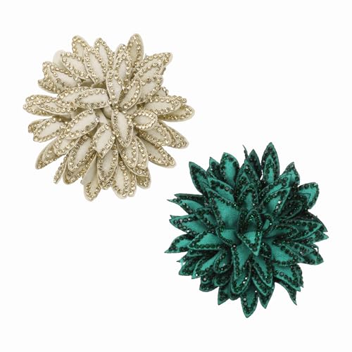 PATIKIL Flower Brooch Pin for Women, Rhinestone Rose Flower Brooch Dainty Fabric Floral Boutonnieres for Women - color: Khaki/Green