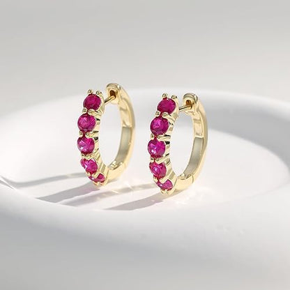 Evabelle Gold Hoop Earrings for Women 14K Real Gold Plated Cubic Zirconia Diamond Hoop Earrings Huggie Hoop Earring Women Earrings Earring for Men 925 Sterling Silver Post Hypoallergenic - color: Hoops 12-Gold and Rose