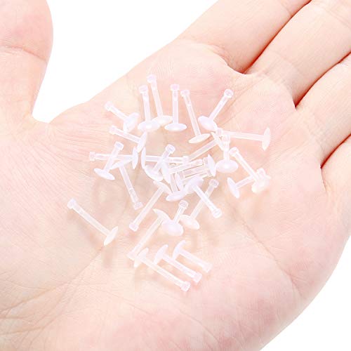 Lcolyoli 30PCS 16G 18G Clear Nose Studs Push Top Piercing Retainers 2mm Flat & Ball Top Bioflex Lip Rings Labret Retainer for Women Men 6-10mm Bar Length - color: Flat Top-30Pcs-16G-Mix Length