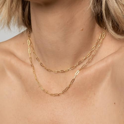 Swyabi 20 PCS Paperclip Necklace Bracelet Chains Bulk for Jewelry Making | 18K Stainless Steel, Gold Plated, with Extender, No Fade, No Rust, Adjustable, for Men Women DIY - color: 3x7.5mm Gold