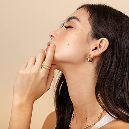 PAVOI Chunky Gold Hoop Earrings for Women, Lightweight 14K Gold Plated | Gold Hoops, Gold Plated Earrings, Womens Earrings, 14K Gold Hoop Earrings - color: Pack, size: 30 MM