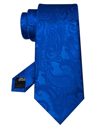 JEMYGINS Mens Paisley Tie and Pocket Square,Lapel Pin,Cufflinks,Tie Clip Sets with Gift Box 5PCS - color: Royal Blue