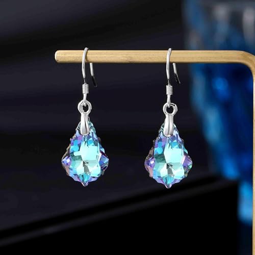 Austrian Crystal Baroque Drop Dangle Earrings for Women 925 Sterling Silver Hook Hypoallergenic Jewelry - color: Vitrail Light
