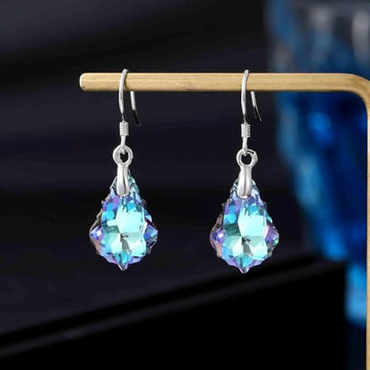 Austrian Crystal Baroque Drop Dangle Earrings for Women 925 Sterling Silver Hook Hypoallergenic Jewelry - color: Vitrail Light