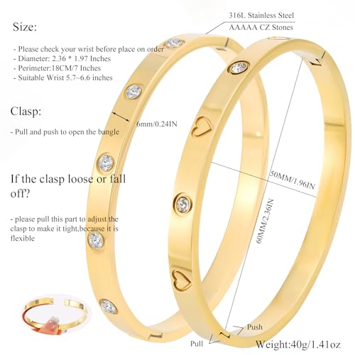Camhanno Gold Bangles for Women - Stainless Steel Love & Friendship Bracelet Set with Gift Box | Daily Wear & Party Jewelry - color: 2Pcs Gold Set Style 4
