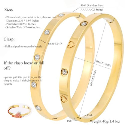 Camhanno Gold Bangles for Women - Stainless Steel Love & Friendship Bracelet Set with Gift Box | Daily Wear & Party Jewelry - color: 2Pcs Gold Set Style 4