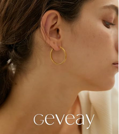 Lightweight 925 Sterling Silver Post Hoop Earrings for Women | 3mm Wide Hypoallergenic Thin Large Hoop Earrings for Women Gift 30/40/50/60mm - size: 30mm Gold