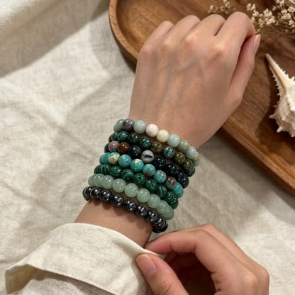 COLOYAN 7 Pcs 8mm Natural Stone Beaded Healing Crystal Bracelets for Women | Durable Handmade Stretch Bracelets, Multiple Styles,Semi-Precious Gemstones Reiki Spiritual Jewelry Gift Meditation Yoga - color: B