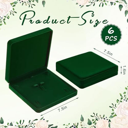 6 Pcs Velvet Jewelry Set Box Jewelry Display Case Earring Ring Bracelet Necklace Gift Box Pearl Necklace Storage Case for Mother's Day Wedding Travel Anniversary(Green) - color: Green