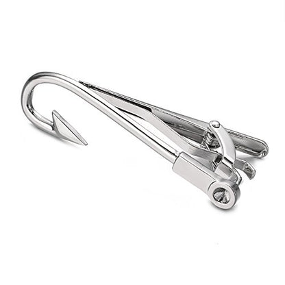 Yoursfs Electrician Tie Bar For Men Cool Tool Tie Clip 316L Stainless Steel Silver Nail Novelty Construction Tie Clips Jewelry - style: Fish Hook Tie Clip