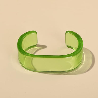 Acrylic Colorful Resin Open Bracelet Geometric Simple Transparent Wide Cuff Bangle for Women Lightweight Colorful Chunky Thick Thin Wide Face Resin Acrylic Cuff Bangle Jewelry - color: Green
