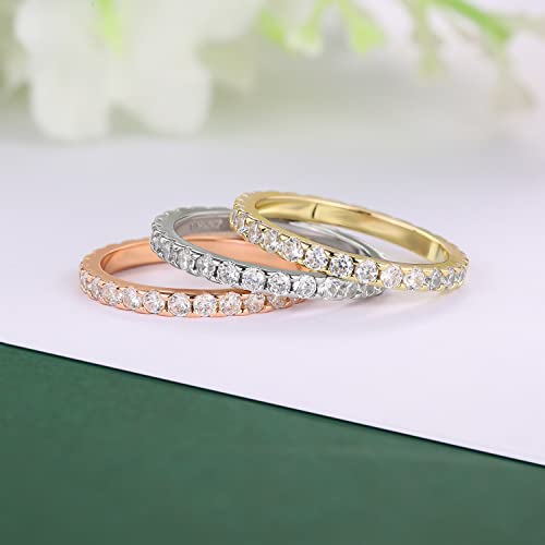 Devin Rose Cubic Zirconia Eternity Wedding Band for Women Stackable Ring - color: White, size: 7