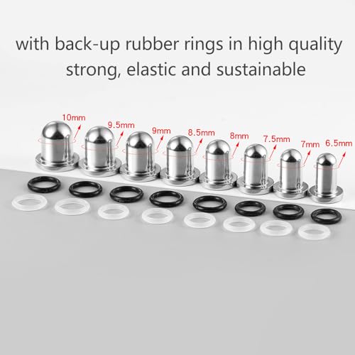Casvort 22 PCS/16 PCS Hypoallergenic 18G-1'' Comfy Dead Stretching Plugs in 0.5mm Increments Saddle Plugs with Rubber Rings 316 Surgical Stainless Steel Crazy Ear Gauges Body Piercing Jewelry - color: Silver 6.5-10mm 16 PCS
