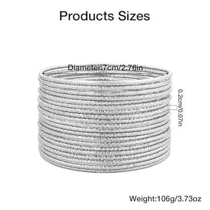 YBMYCM 10Pcs Gold-plated Bangle Bracelet Set for Women Multi Layer Stackable Wide Bangles Indian Chunky Bangle Bracelets Ethnic Glossy Textured Bracelets Wedding Outfit Jewelry - style: 20pcs-Silver