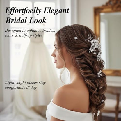 10 PCS Rhinestone Bride Hair Pins for Bride Bridesmaids Flower Girls Crystal Hair Accessories for Wedding Campus Dance Party